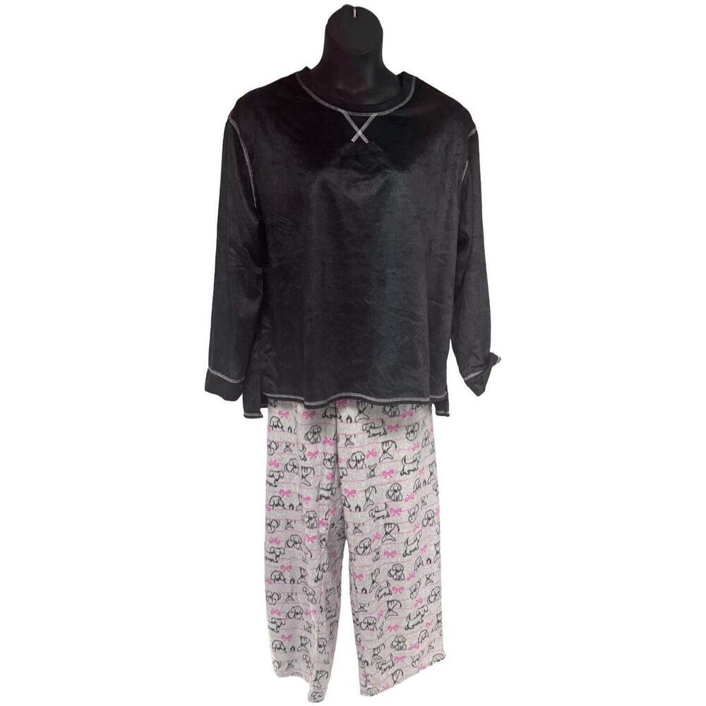 Comfort Code Sueded Microfleece Pj Set Black/Gray - Regular